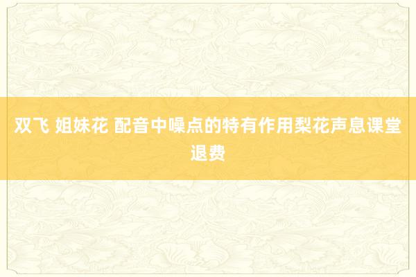 双飞 姐妹花 配音中噪点的特有作用梨花声息课堂退费